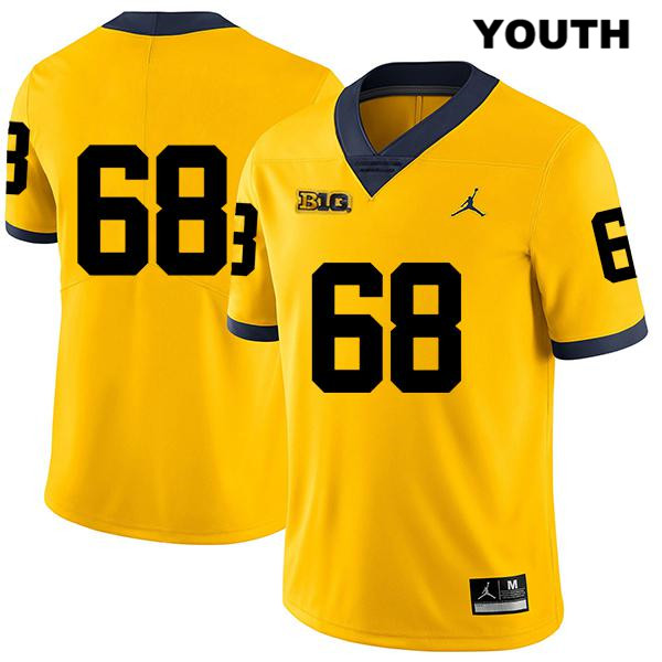 Youth NCAA Michigan Wolverines Andrew Vastardis #68 No Name Yellow Jordan Brand Authentic Stitched Legend Football College Jersey SV25X42UB